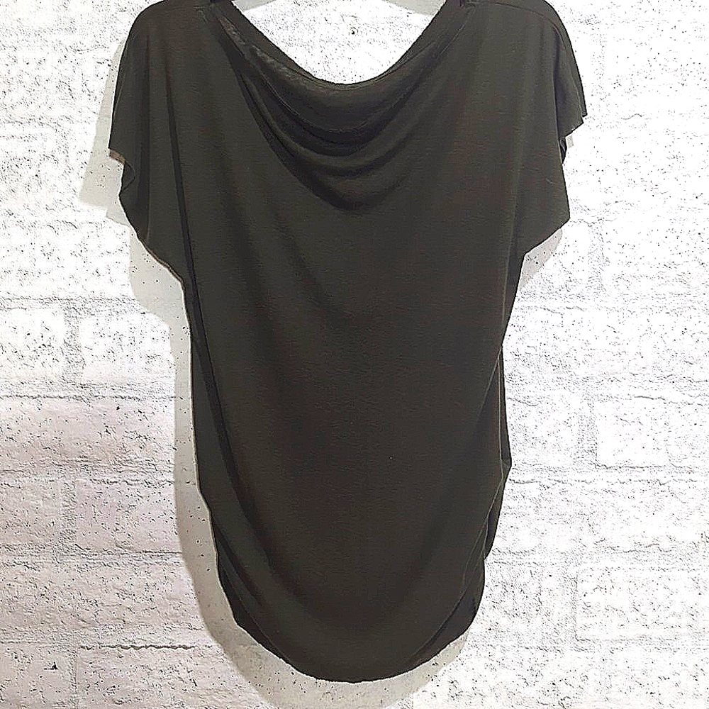 🚨3/$20!  Michael Kors Olive Green Draped Neckline Side Ruched Top Medium
